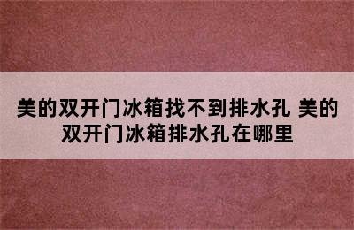 美的双开门冰箱找不到排水孔 美的双开门冰箱排水孔在哪里